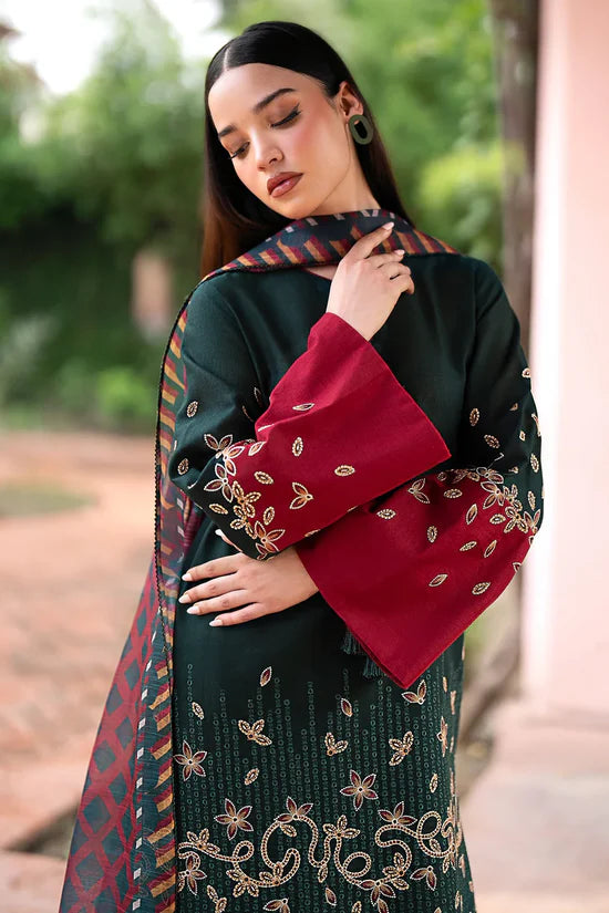 Jazmin 3PC Dhanak Embroidered Shirt With Printed Dupatta-679