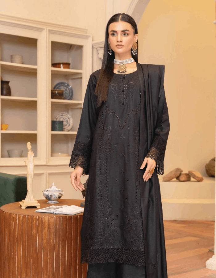 Nova By Anora Peach Karandi 3PC Embroidered Suit