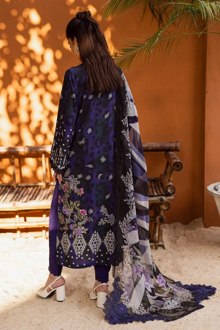 Nureh 3Pc Embroidered & Printed Viscose Slub Linen Suite - NWG-88 - RUBAB CLOSET