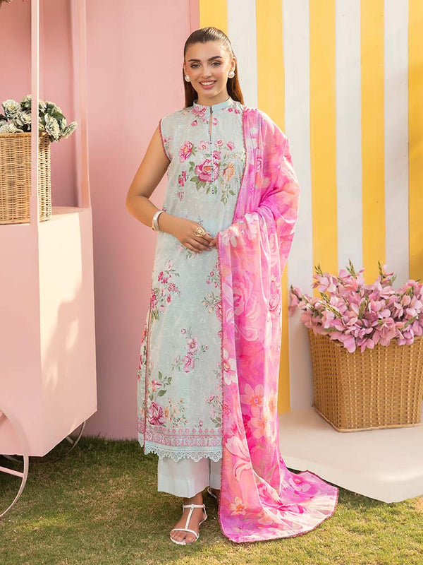 Brenish - CHIKANKARI 3-Piece Unstitched Digital Printed Lawn Suit A9