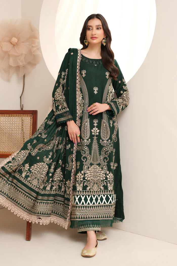 Johra Winter's Embroidered Collection with Embroidered Wool Shawl - JH-683-AS