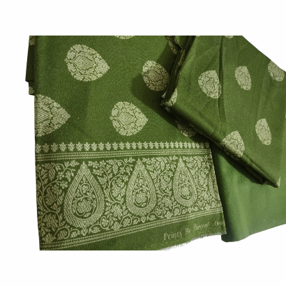 Bareeze 3PC Printed Karandi Suit with Chiffon Dupatta