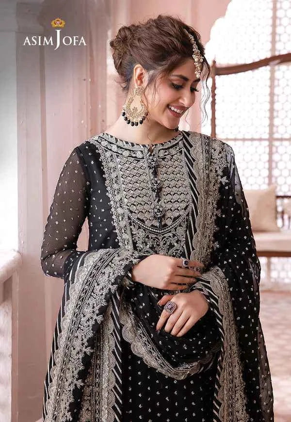 Asim Jofa Chandani Luxury Chiffon Embroidered Unstitched Suit