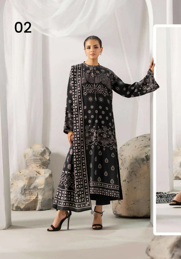Chunri by Gulljee – 3PC Digital Printed Linen Bana Dora Suit - 02
