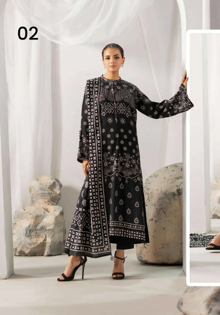 Chunri by Gulljee – 3PC Digital Printed Linen Bana Dora Suit - 02