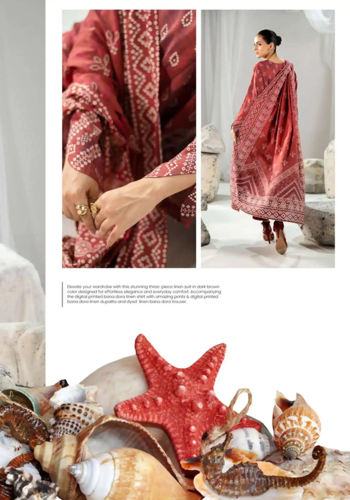 Chunri by Gulljee – 3PC Digital Printed Linen Bana Dora Suit - 03