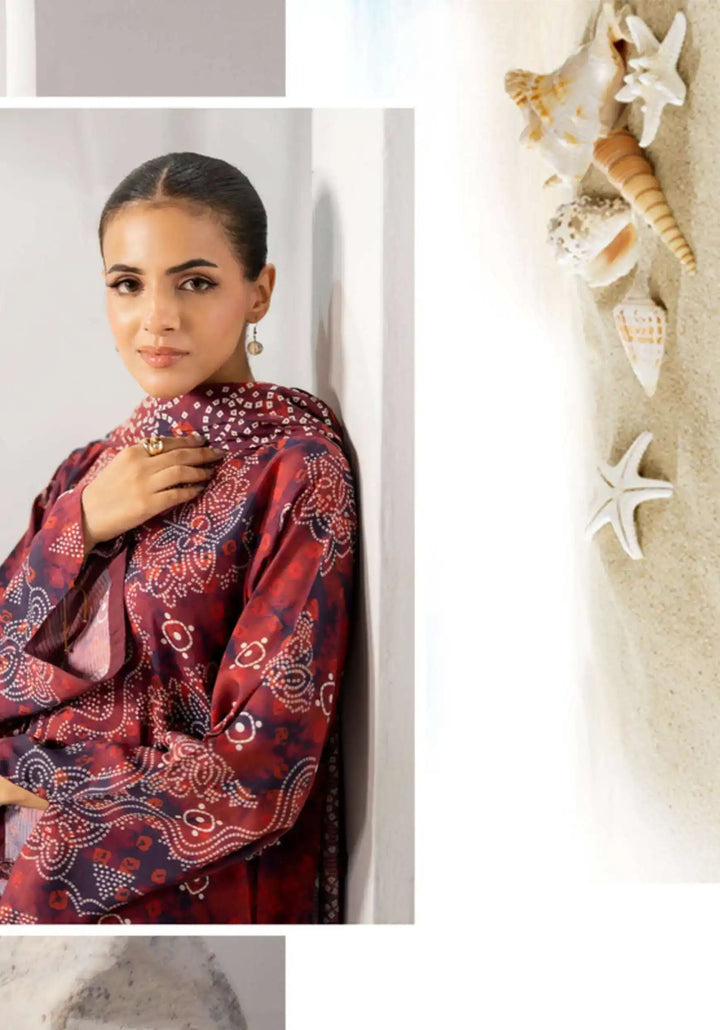 Chunri by Gulljee – 3PC Digital Printed Linen Bana Dora Suit - 05
