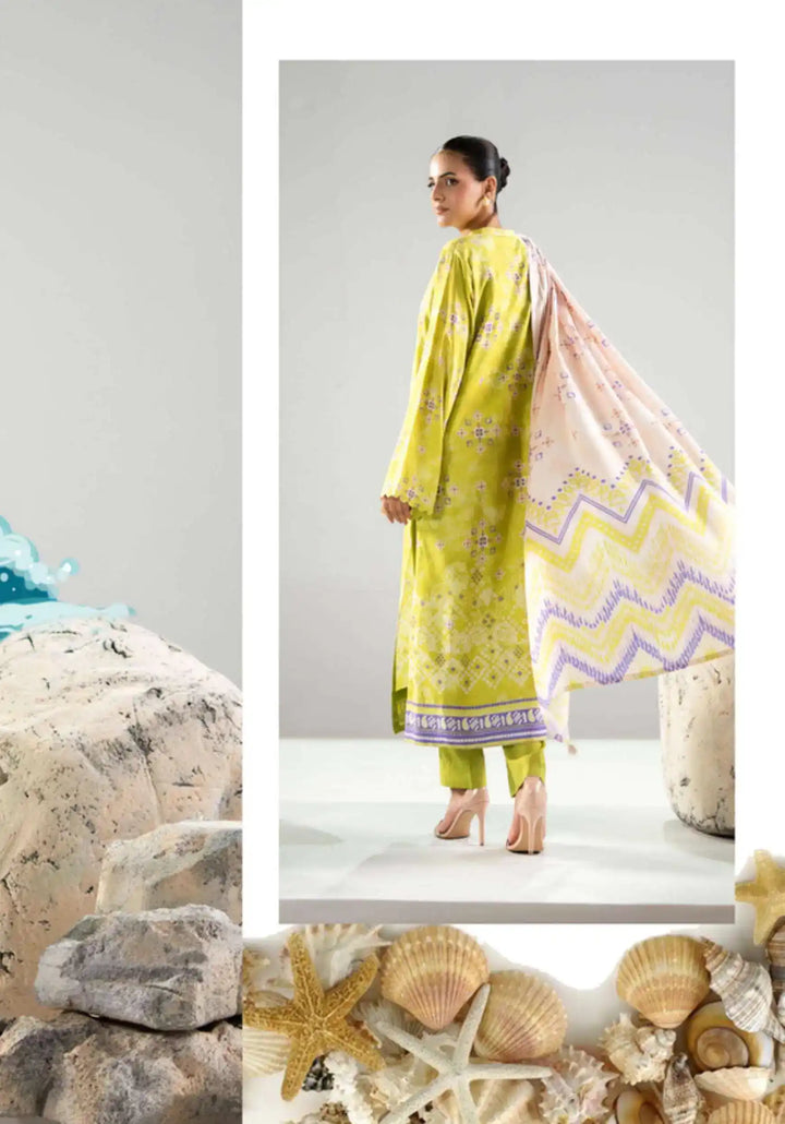 Chunri by Gulljee – 3PC Digital Printed Linen Bana Dora Suit - 09