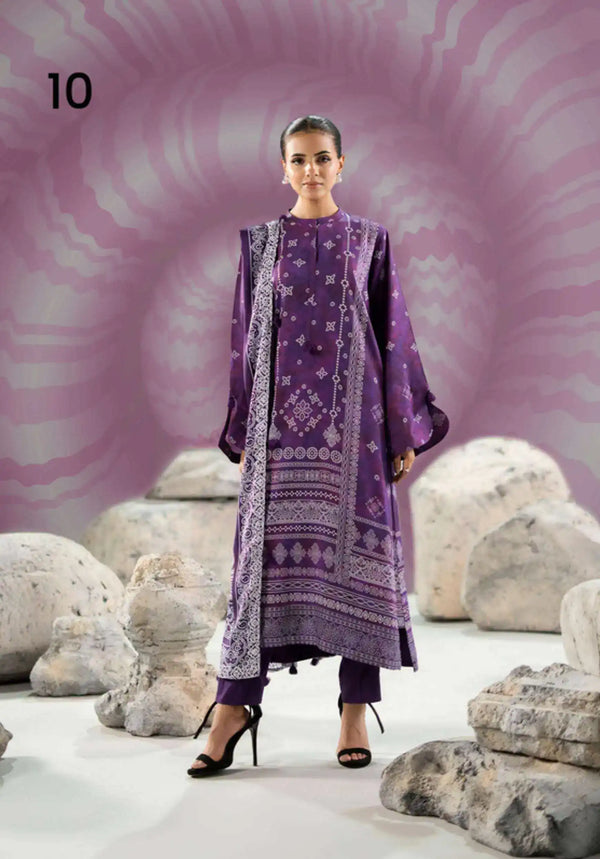 Chunri by Gulljee – 3PC Digital Printed Linen Bana Dora Suit - 10