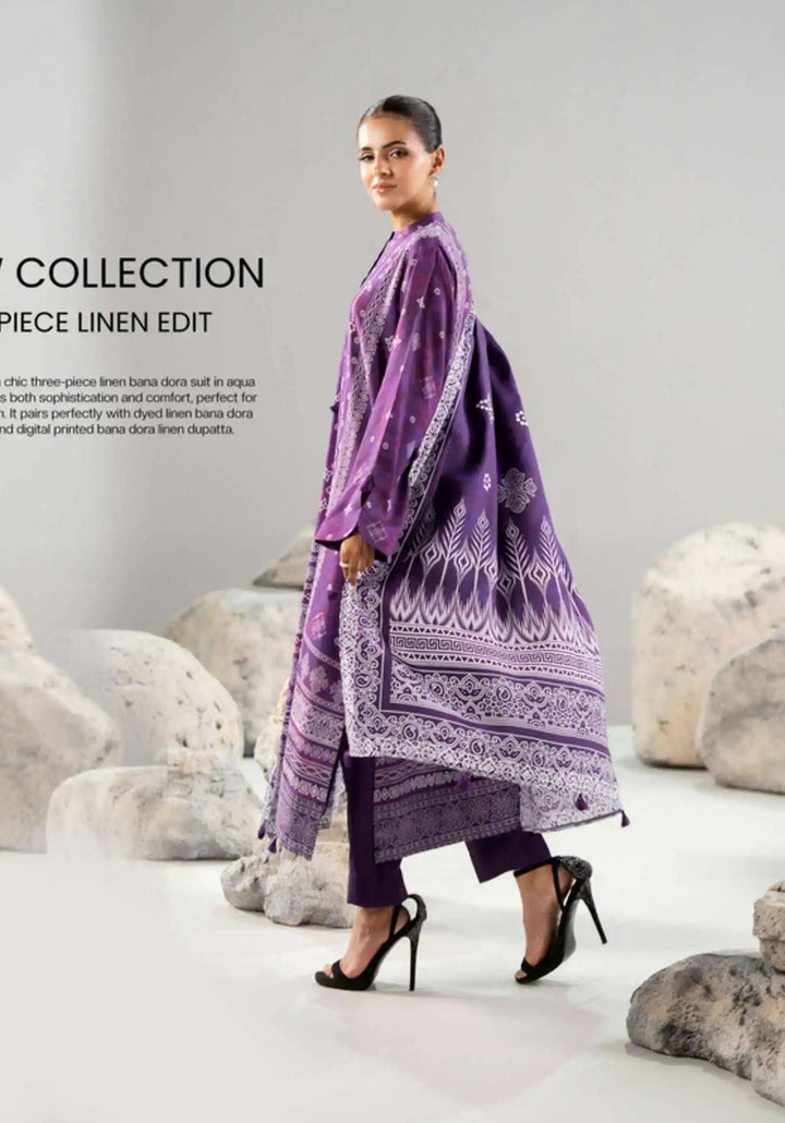 Chunri by Gulljee – 3PC Digital Printed Linen Bana Dora Suit - 10