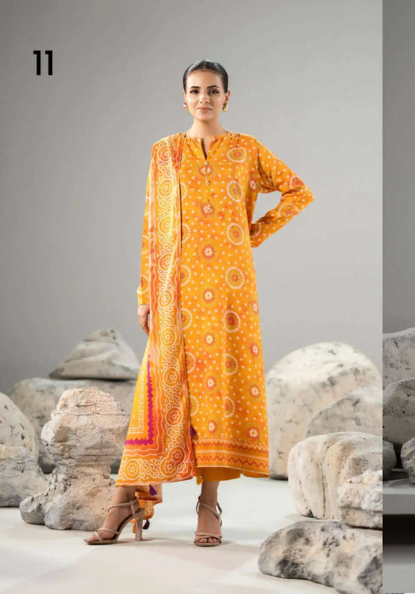Chunri by Gulljee – 3PC Digital Printed Linen Bana Dora Suit - 11