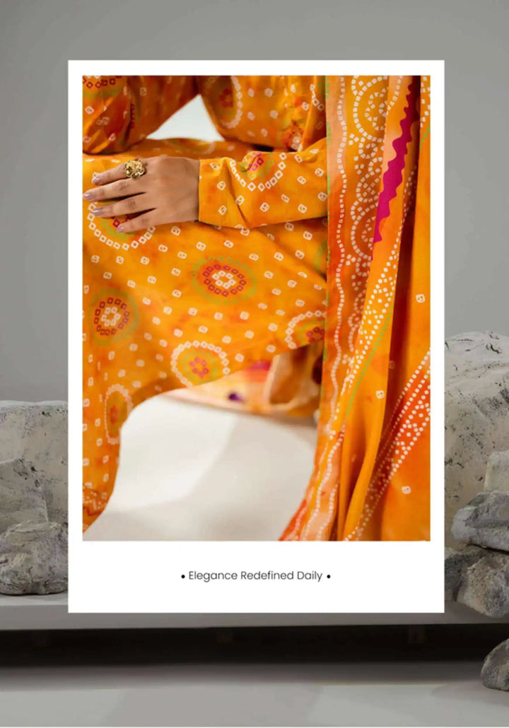 Chunri by Gulljee – 3PC Digital Printed Linen Bana Dora Suit - 11