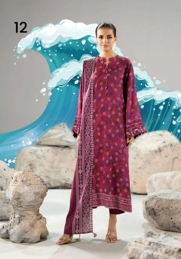 Chunri by Gulljee – 3PC Digital Printed Linen Bana Dora Suit - 12