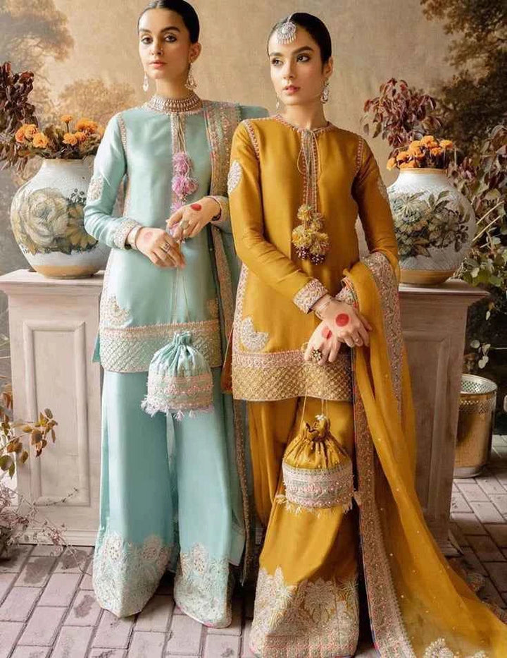 LAAM Organza Embroidered Unstitched Suit with Malai Trouser