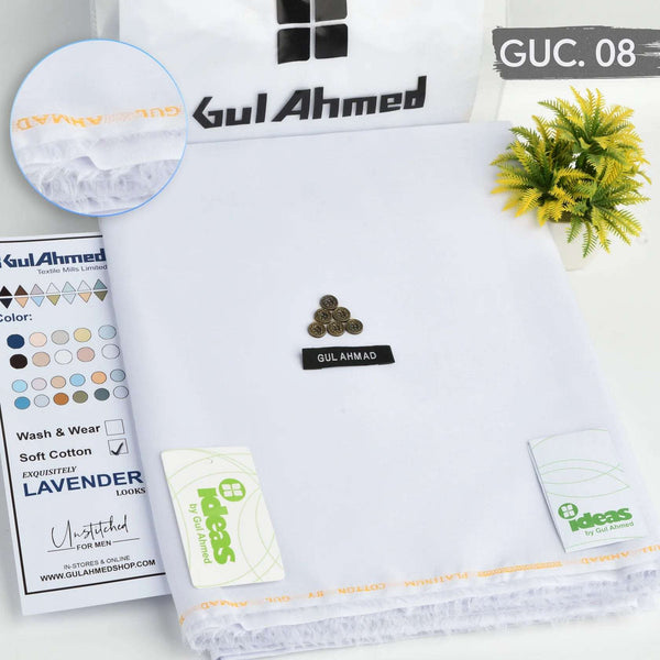 Gul Ahmed - Egyptian Cotton Fabric - White