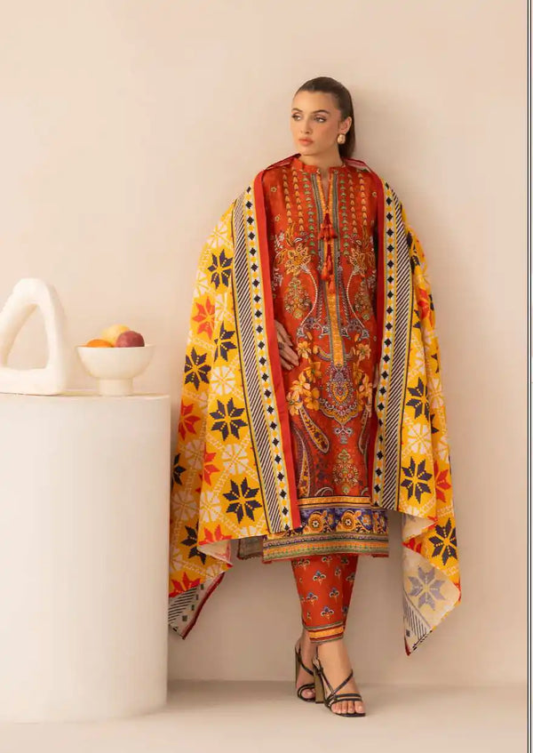 Gul Ahmed 3PC Maira Printed Khaddar Suit - SD462705