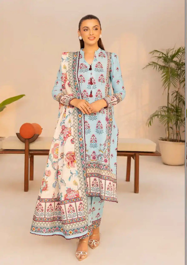 Gul Ahmed 3PC Maira Printed Khaddar Suit - SD462707