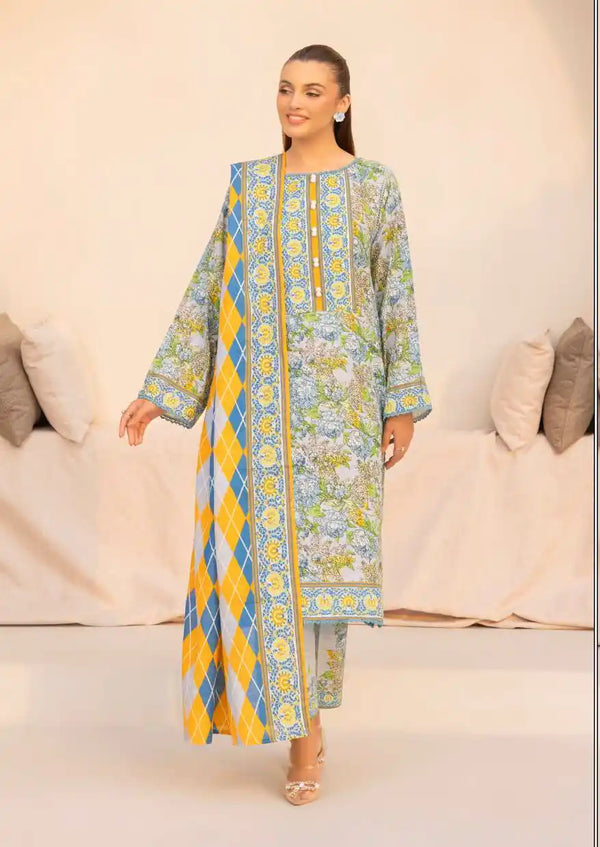 Gul Ahmed 3PC Maira Printed Khaddar Suit - SD462709
