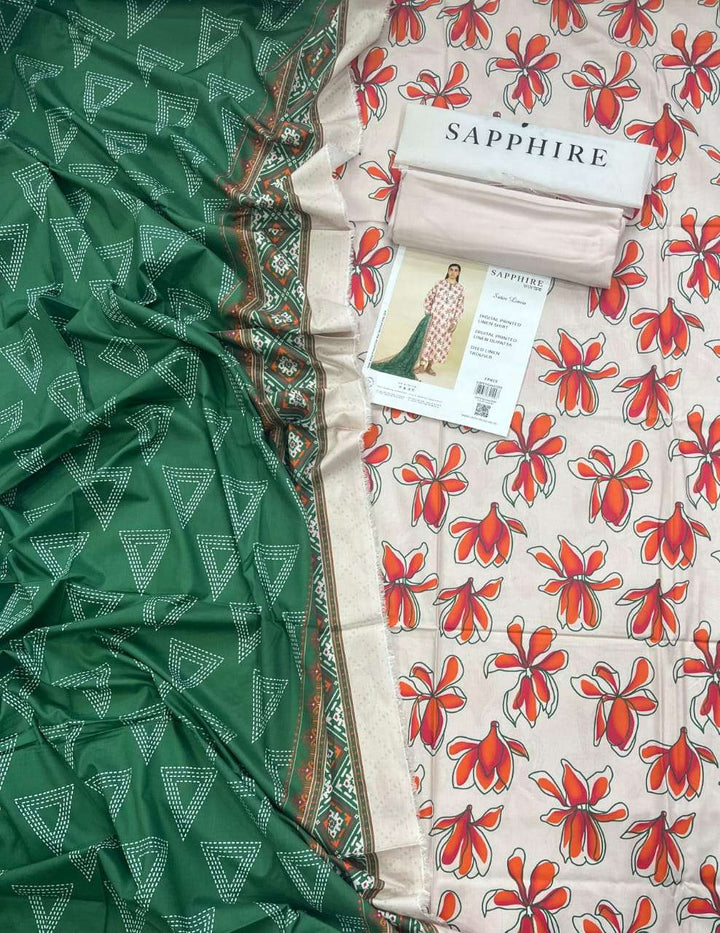 Sapphire 3Pc Linen Unstitched - U3PESG24V2555