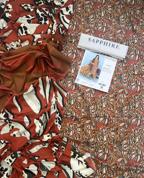 Sapphire 3Pc Linen Unstitched - Serdivan