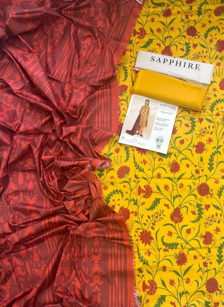Sapphire 3Pc Linen Unstitched - U3PESG24V6155