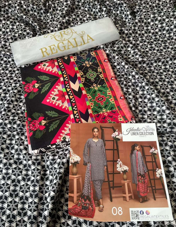 Identic Separates By Regalia Textiles Printed Linen Suits Vol 2 - 08