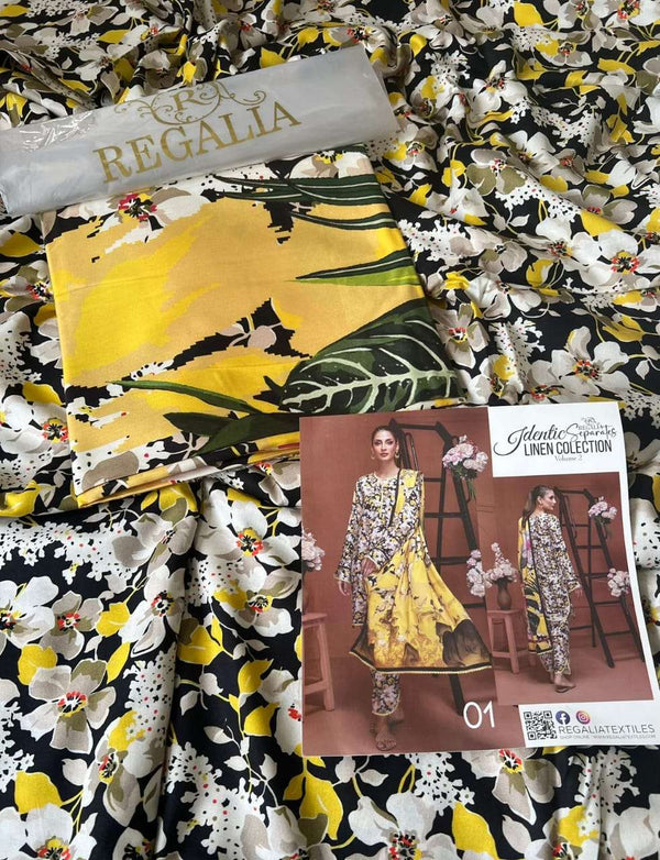 Identic Separates By Regalia Textiles Printed Linen Suits Vol 2 - 01