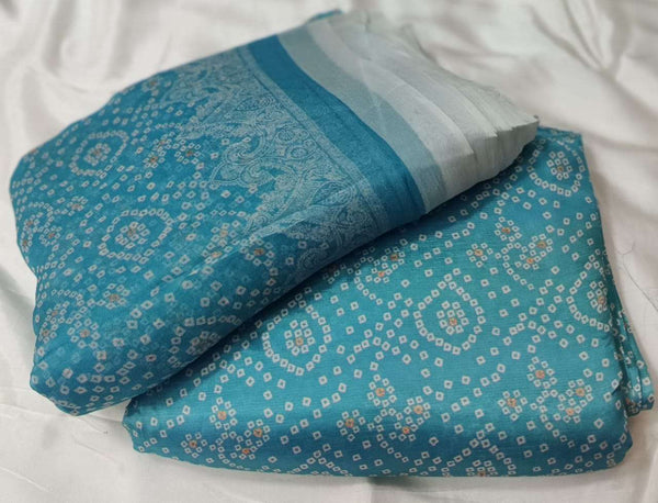 3PC Printed Raw Silk Suit with Chiffon Dupatta