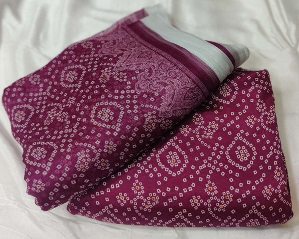 3PC Printed Raw Silk Suit with Chiffon Dupatta
