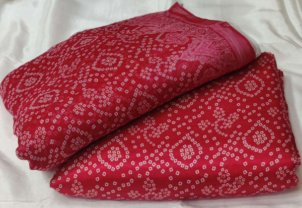 3PC Printed Raw Silk Suit with Chiffon Dupatta