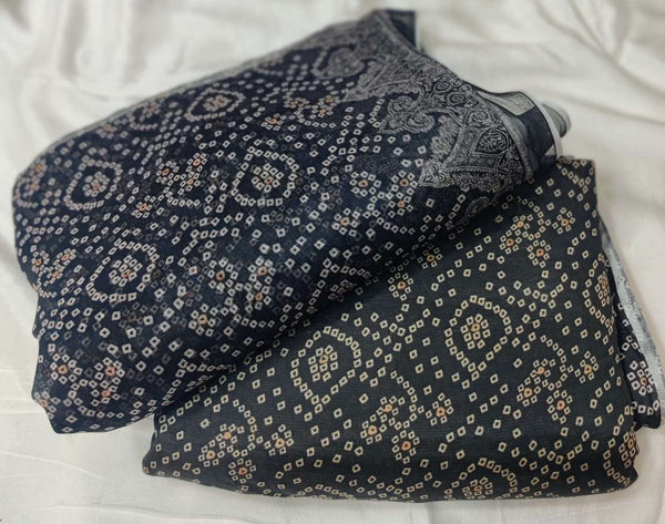 3PC Printed Raw Silk Suit with Chiffon Dupatta