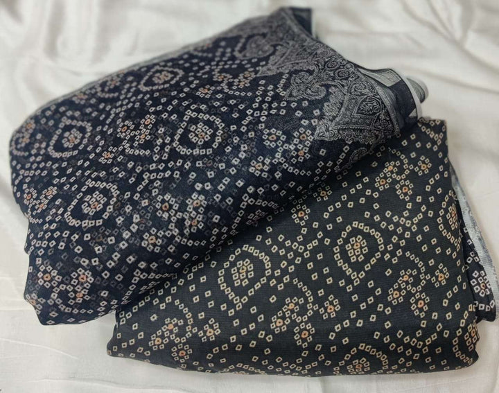 3PC Printed Raw Silk Suit with Chiffon Dupatta