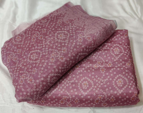 3PC Printed Raw Silk Suit with Chiffon Dupatta