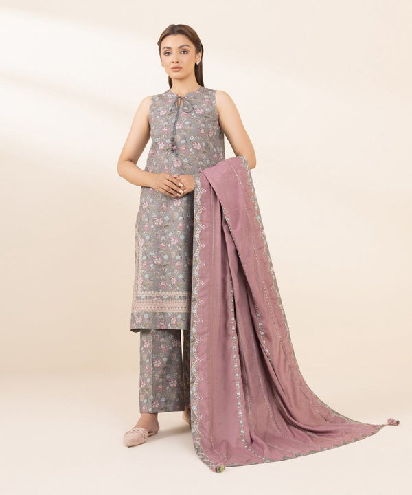Sapphire 3Pc Embroidered khaddar Suit - U3PEDY24V911SOU