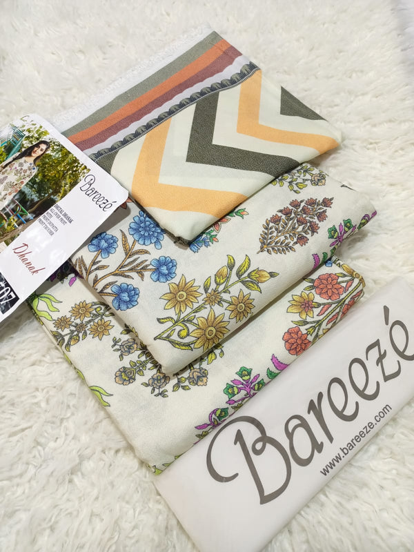 Bareeze 3PC Digital Dhanak – All Over Print - D#07