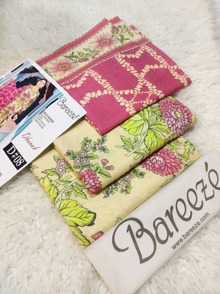 Bareeze 3PC Digital Dhanak – All Over Print - D#08