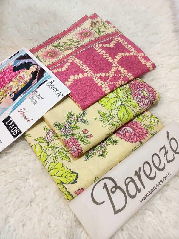 Bareeze 3PC Digital Dhanak – All Over Print - D#08