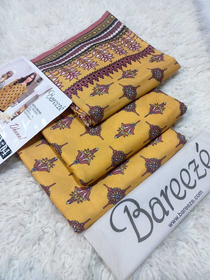 Bareeze 3PC Digital Dhanak – All Over Print - D#04