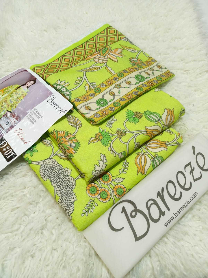 Bareeze 3PC Digital Dhanak – All Over Print - D#01