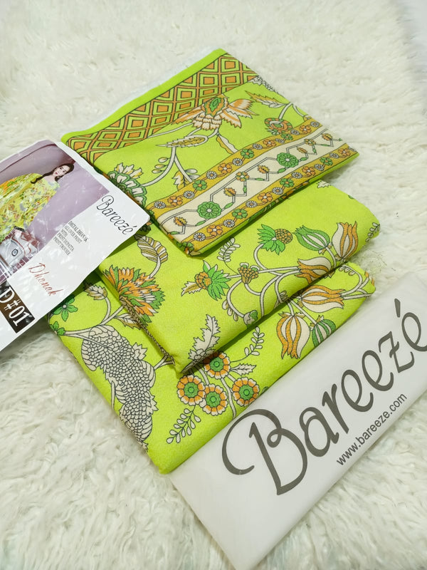 Bareeze 3PC Digital Dhanak – All Over Print - D#01