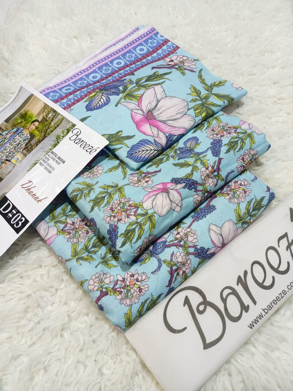 Bareeze 3PC Digital Dhanak – All Over Print - D#03