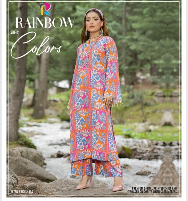 Colors by Rainbow 2PC Linen Vol 1 – Digital Printed Doriya Linen