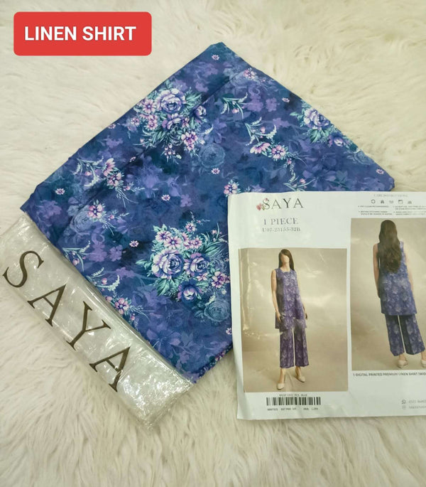 Saya 1PC Printed Linen Shirt – Premium Wider Width (1.15m)