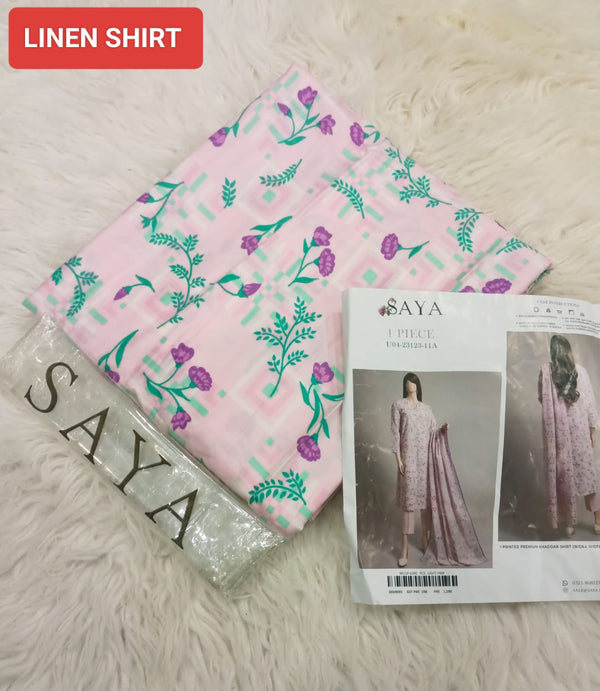 Saya 1PC Printed Linen Shirt – Premium Wider Width (1.15m)