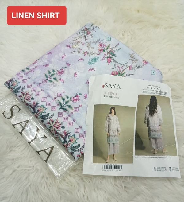 Saya 1PC Printed Linen Shirt – Premium Wider Width (1.15m)