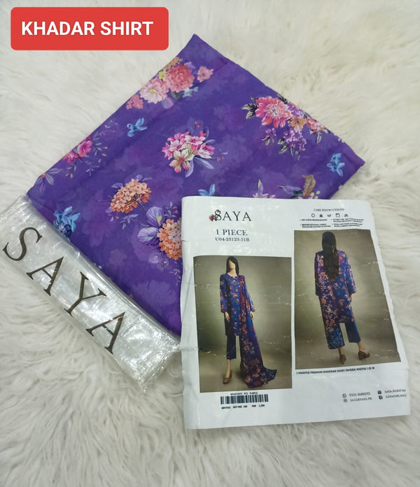 Saya 1PC Printed Khaddar Shirt – Premium Wider Width (1.15m)