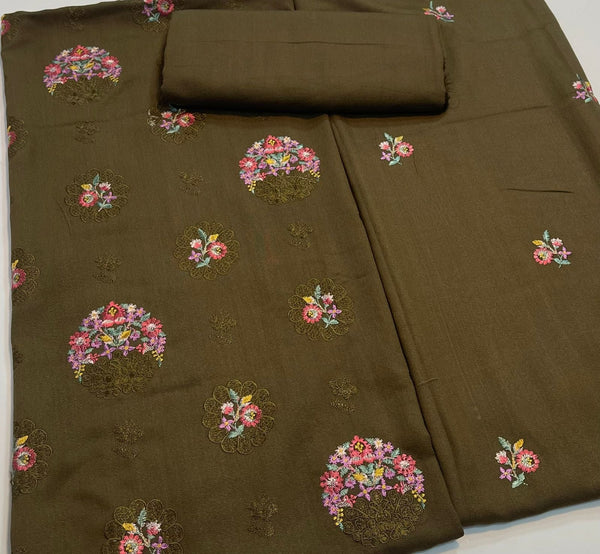 Bareeze 2PC Karandi Suit – Full Embroidered Shirt with Plain Trouser