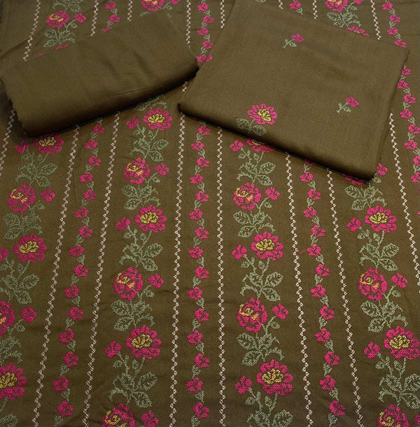 Bareeze 2PC Karandi Suit – Full Embroidered Shirt with Plain Trouser