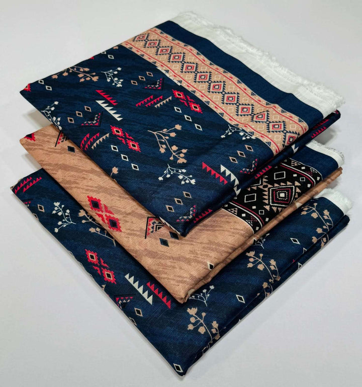 Safina By Bin Saeed 3pc Khaddar Printed Suite - RUBAB CLOSET