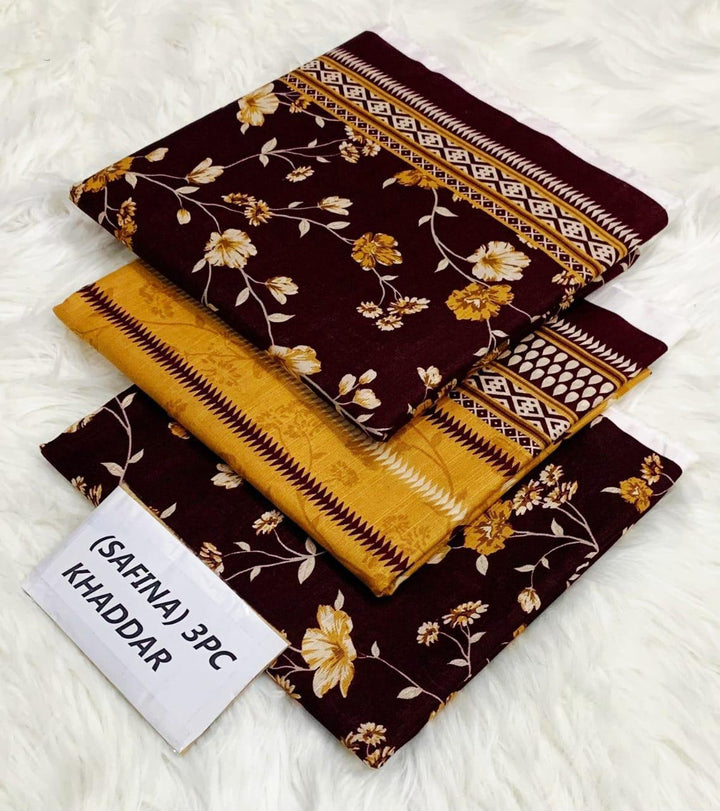 Safina By Bin Saeed 3pc Khaddar Printed Suite - RUBAB CLOSET